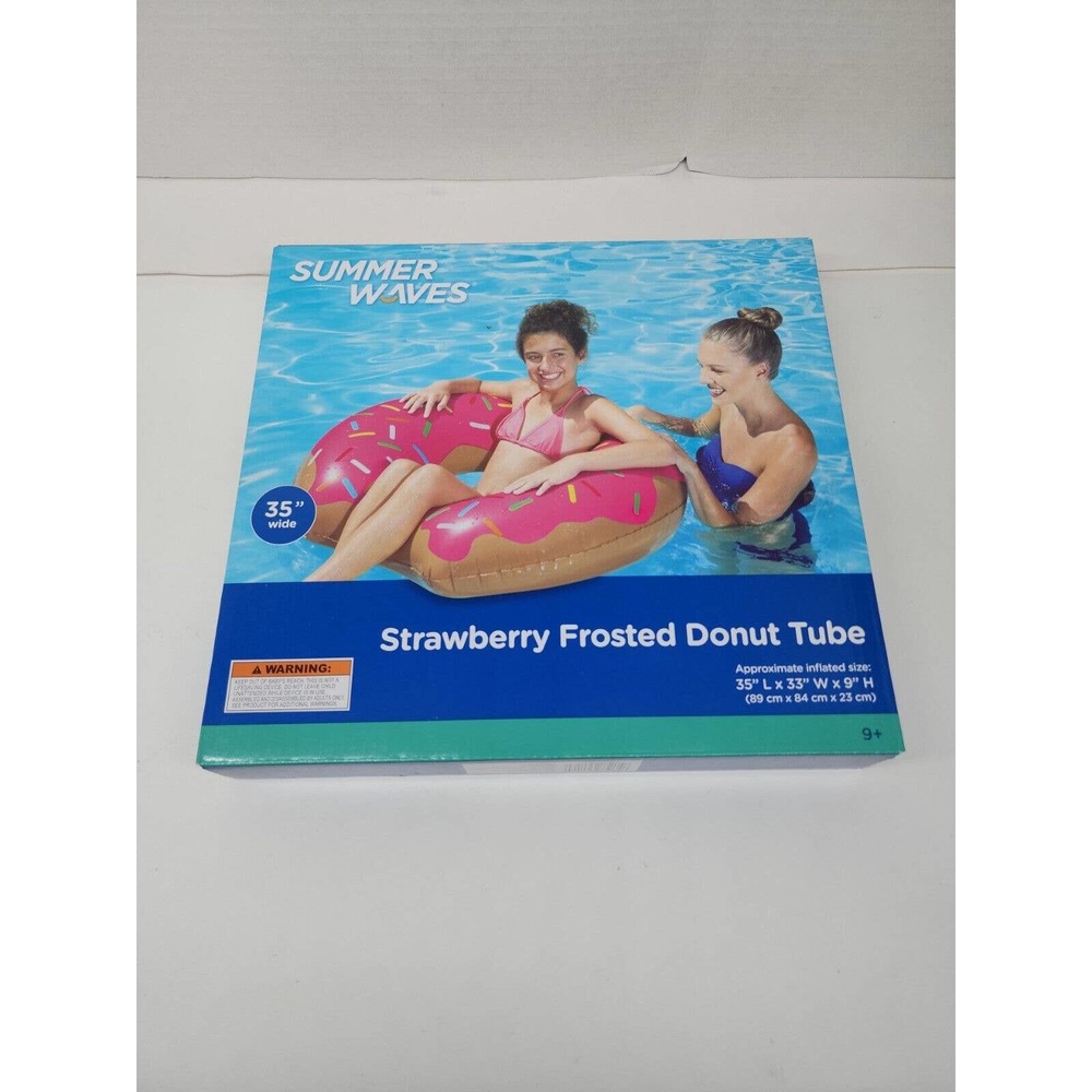 Summer Waves Strawberry Frosted Donut Tube 35"L x 323W x 9" H NIB 35" Wide